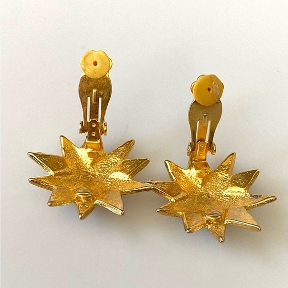 80's Vintage Stars Rhinestones Earrings Clip Ons Clips by Accessory Lady - Picture 4 of 6
